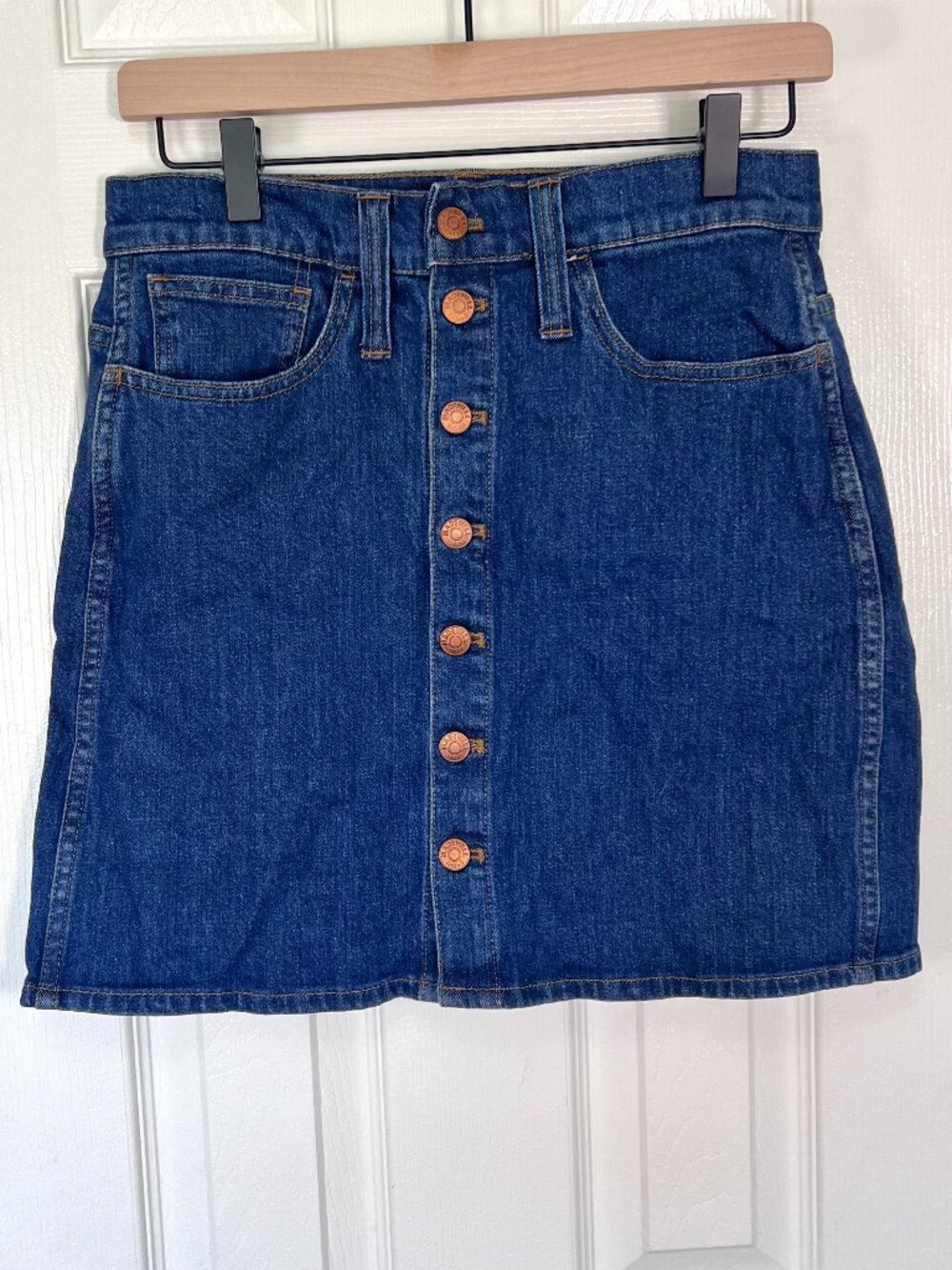 Madewell Fully Button Down Denim Mini Skirt Dark Wash Size 27